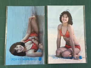 【2枚セット】北原佐和子　マルベル堂プロマイド写真2枚　水着　ビキニ　80年代アイドル