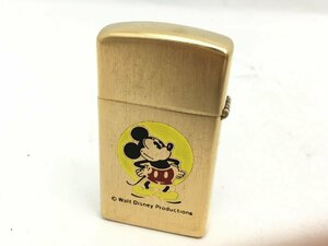 Zippo ディズニー ミッキーマウス スリム オイルライター 1979年製 ゴールド 現状渡し 中古【UW050436】