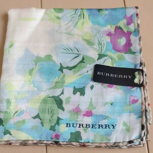 BURBERRY バーバリー ハンカチスカーフ シルクコットン 花柄チェック