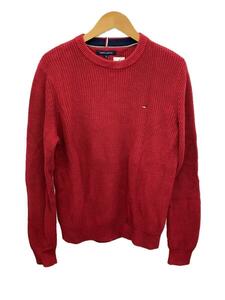 TOMMY HILFIGER◆セーター(厚手)/L/コットン/RED/無地/0221435