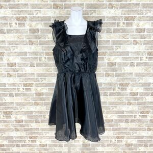 1円 ドレス Lulu Diary ロリータ ワンピース 2L大きなサイズ 黒光沢 ロリータファッション カラードレス キャバドレ 　中古４０４６