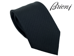 ブリオーニ Brioni O61D00 O8435 1000 BLACK ブラック織りストライプ柄シルクジャガードハンドメイドネクタイ