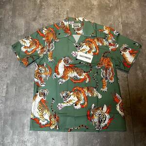 WACKO MARIA ワコマリア TIM LEHI ティムリーハイ HAWAIIAN SHIRT 虎 タイガー 総柄 ハワイアンシャツ アロハシャツ グリーン