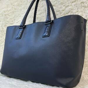 1円〜 美品 超高級品 BOTTEGA VENETA ボッテガ マルコポーロ トートバッグ ビジネス 大容量 A4 レディース メンズ レザー ブラック 黒