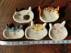 ◆作家物 猫 CAT ねこ 箸置き 新品 5個 レスト オッドアイ他 Q◆