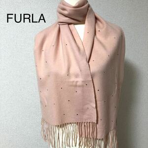 FURLA フルラ ラインストーン ビジュー　マフラー ピンク