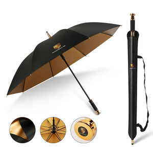 125cm 長傘 自動オープン 高級感 ポルシェ Porsche プリントロゴ ゴールドゴムコーティング 晴雨兼用 収納バッグ付 車用傘 ゴルフ傘