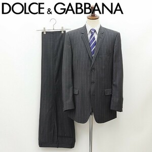 美品◆DOLCE&GABBANA ドルチェ＆ガッバーナ MARTINI 裏地DG 総柄 ストライプ セットアップ スーツ グレー 52