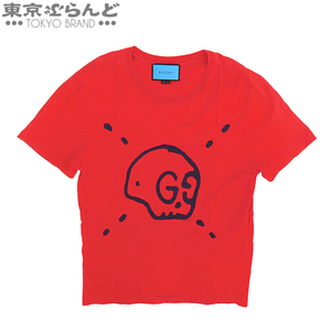 008019399 グッチ GUCCI ゴーストプリント Tシャツ レッド コットン グッチスカル S 半袖Ｔシャツ メンズ