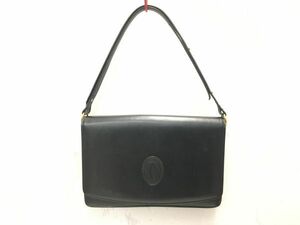 !! Cartier カルティエ ブラックレザー ショルダーバッグ ハンドバッグ 2way 斜め掛け