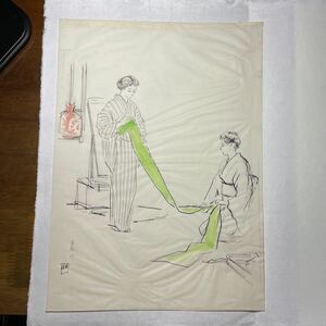 即決！模写 神保朋世/美人画 肉筆原画(検索＝舞妓着物 岩田専太郎 伊東深水 鏑木清方 鰭崎英朋 立石春美 高木義夫 志村立美 高沢圭一))