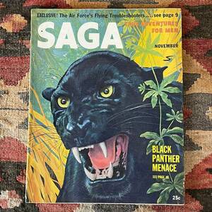 希少《 SAGA / 1951年11月 》50s【 ビンテージ アメリカ アウトドア雑誌 本 ハンティング フィッシング 黒豹 ブラックパンサー 28 】