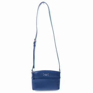 美品 kate spade ケイトスペード MILLIE レザー クロスボディ ショルダーバッグ ネイビー ◆