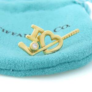 【送料無料】 極希少 美品 Tiffany&Co. ティファニー 1P ダイヤモンド ゴールド I LOVE ゴルフ タイピン 750 K18 ネクタイ スーツ HS62