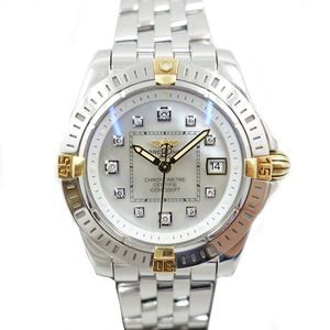 【栄】ブライトリング コクピットレディ B71356 シェル文字盤 コンビ ダイヤモンド クォーツ YG SS 腕時計 レディース