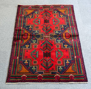 138x90cmトライバルラグ ヴィンテージラグ 手織り ペルシャ絨毯