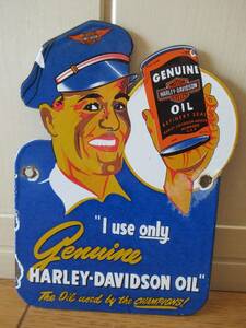 アメリカンビンテージ ホーロー看板 ハーレーダビッドソン 純正オイル ／ Vintage GENUINE HARLEY MOTORCYCLE OIL Steel Sign