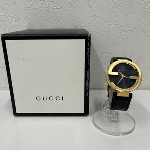 ⑮【傷あり】GUCCI グッチ クォーツ腕時計 アナログ レザー 133.2 インターロッキング 133.2 17853213