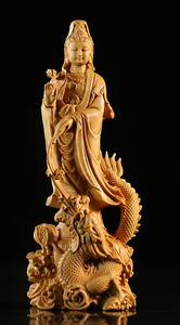 御竜観音 仏像立像 仏教美術 手作り 精密細工 禅意 木彫仏教