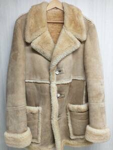 SHEARLING ムートンコート 本革 レザー シェアリング メンズ 40 ベージュ ボタン ブルゾン ジャケット