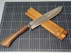 サバイバルナイフ 希少 伝統工芸士 佐治武士 剣鉈 和式ナイフ 木製鞘付き アウトドア 狩猟刀