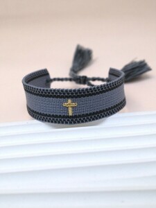 レディース ジュエリー ブレスレット ストリング 1個 刺繍 十字架 デザイン 手織り ブレスレット ビンテージ シンプル ファッ