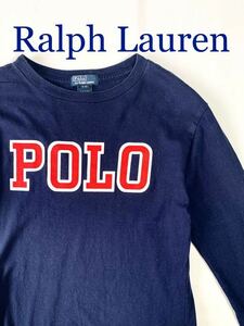美品 POLO Ralph Lauren ボーイズサイズ 120-130 POLO ロゴ Tシャツ 長袖Tシャツ ロンT ポロ ラルフローレン 子供服 キッズ サイズ8