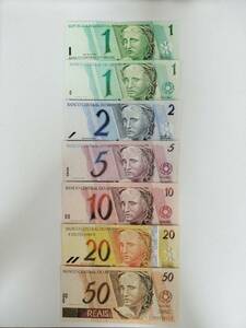 A 1467.ブラジル7種紙幣 外国紙幣