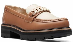 Clarks 25.5cm チャンキー ローファー 軽量 ブラック フラット レザー スリッポン フォーマル オフィス スニーカー パンプス 限10