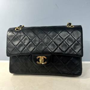 14 1円 CHANEL シャネル マトラッセ ラムスキン チェーンショルダーバッグ ターンロック ダブルフラップ ヴィンテージ ブラック