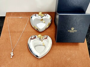 ★美品　ジュエリートレー未使用★MIKIMOTO ミキモト くま クマ パールネックレス 1点(長さ約40cm)とジュエリートレー2点　アクセサリー