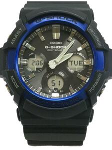 CASIO◆ソーラー腕時計・G-SHOCK/デジアナ/ラバー/BLK/BLK/SS