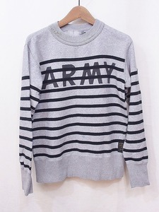 オーバーザストライプス OVER THE STRiPES ボーダー ARMY トレーナー　スウェット メンズ XS グレー ok4214181948