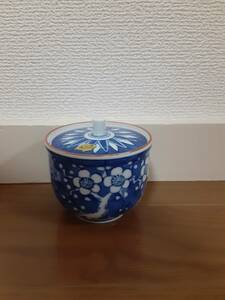 清水焼　蓋つきお茶碗(青1つ)