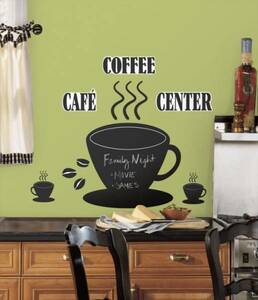 アメリカ製【アウトレット】RoomMates ウォールステッカー 　壁、シールRMK1314GM　　コーヒーカップチョークボード
