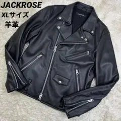 美品 ジャックローズ ラムレザー ライダースジャケット ダブル 黒 XL メンズ