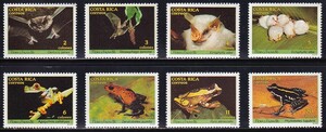 12 コスタリカ【未使用】＜「1986 SC#377-384 生き物と植物・コウモリとカエル」 8種完 ＞