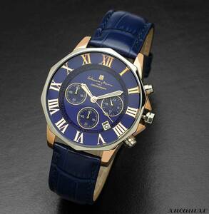イタリアブランド 腕時計 クロノグラフ クォーツ 防水 ブルー アンティーク メンズ ウォッチ カジュアル フォーマル おしゃれ