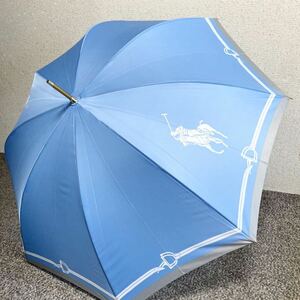 ★送料無料★新品 ラルフローレン 傘 雨傘 長傘 女性用 ビッグポニー スカーフ柄 サックスブルー 日本製