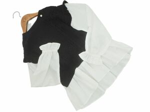 ANNA SUI mini アナスイミニ フェイクレイヤード ニット ブラウス シャツ sizeL（140ｃｍくらい）/黒ｘ白 ■◇ ☆ edc5 子供服