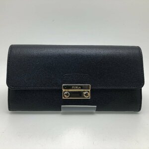 FURLA　フルラ　二つ折り長財布　黒　レザー　美品