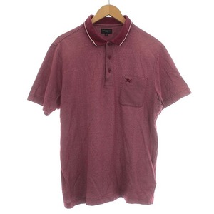 バーバリーゴルフ BURBERRY GOLF ポロシャツ 半袖 ワンポイント LL ボルドー 赤紫 /☆G メンズ