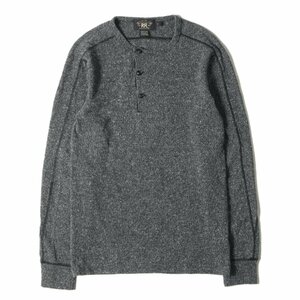 美品 RRL ダブルアールエル Tシャツ サイズ:XS ヘンリーネック ニット ロングスリーブTシャツ グレー ラルフローレン トップス カットソー