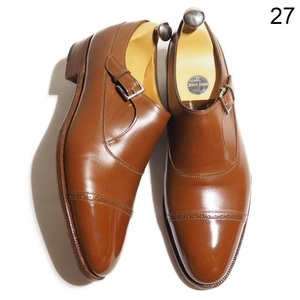 x3179P ▼JOHN LOBB ジョンロブ▼　プレステージ BERKELEY バークレー シングルバックル パンチドキャップトゥ シューズ 茶 8E/27？ rb mks