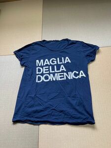 MAGLIA「MAGLIA DELLA DOMENICA」ロゴプリント Tシャツ ブルー　Lサイズ MADE IN ITALY製 1-2回使用　美品