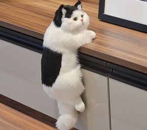 置物 オブジェ リアル 猫 置物インテリアデザイン小物 猫 癒し ブラックXホワイト
