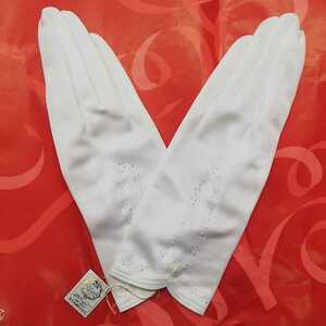 レディース　グローブ　ホワイト　ポリエステル100%　東レシルック　光沢　女性　婦人手袋　ウェディング