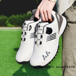 新品■ゴルフシューズ メンズ 超美品 ダイヤモンド 4E スポーツシューズ 運動靴 軽量 フィット感 男女兼用 弾力性 防水 防滑 グレー 24.5cm