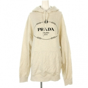 プラダ PRADA パーカー サイズXL UJL24B コットンフリース フーディー 綿、エラスティン アイボリー×黒 レディース トップス