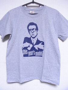 即決★新品ロックＴシャツ★エルヴィス・コステロ★ELVIS COSTELLO★グレーボディ×ネイビープリント★YOUTH:M/S/M/Lサイズ対応可能